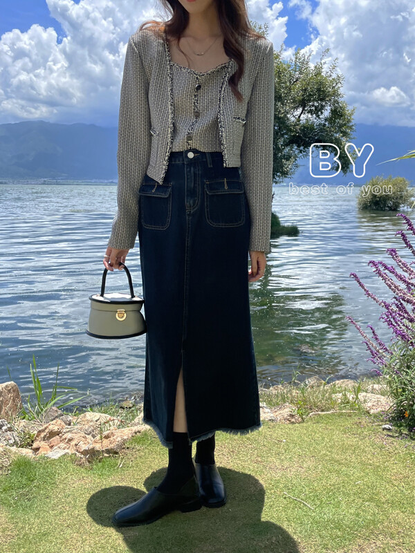 初秋上新!【BEST OF YOU】時尚小香風短外套+顯瘦背心兩件套裝  9908#  HBX