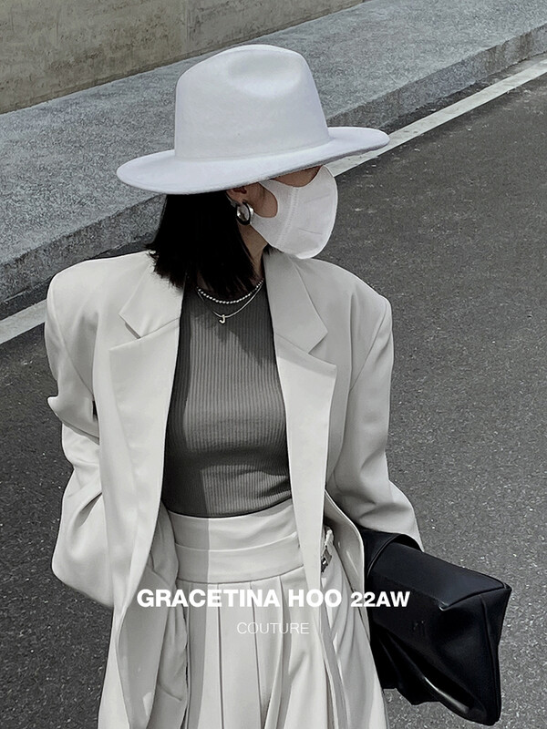[GRACETINA HOO] Small design back big U-neck T-shirt knitted sweater Z311