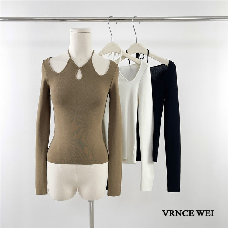 New in autumn! [VRNCE] Big-name simple lace-up slim fit sweater 7327# XYJ