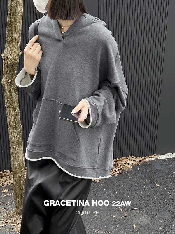 [GRACETINA HOO] Loose, comfortable and safe hooded sweater WT672-1