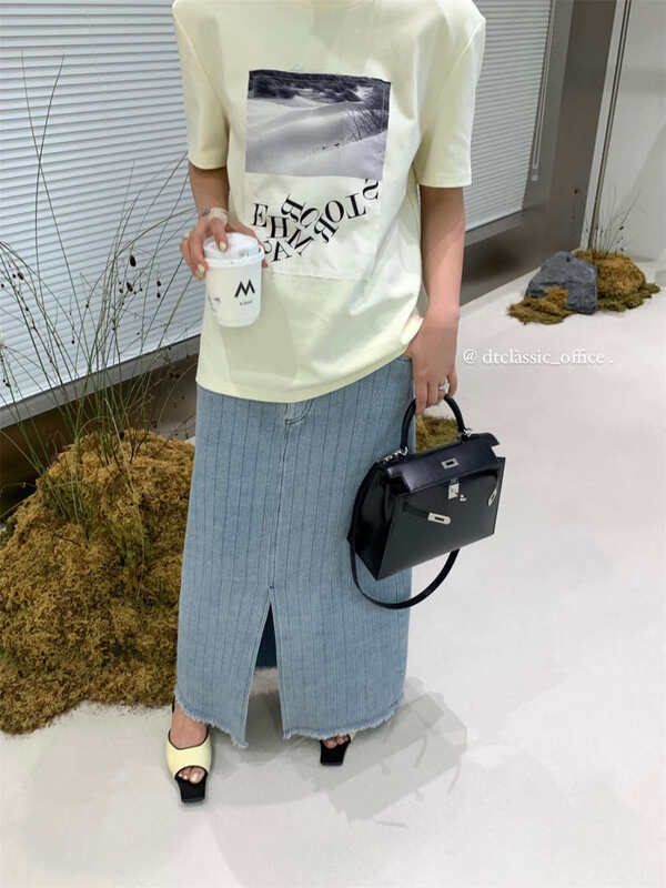 New in early autumn!【DT CLASSIC】Korean vertical striped denim skirt D4827-L1# JHY
