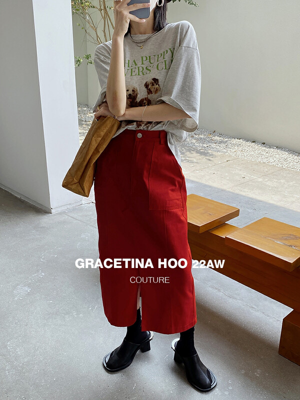 Original price 88.99! [GRACETINA HOO] Design denim slit skirt BQ6269