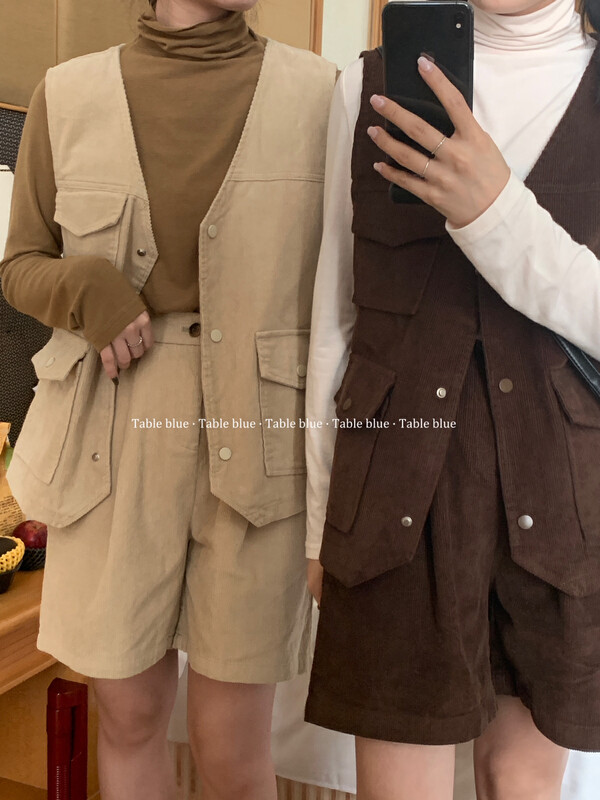 Autumn is new! 【TABLE BLUE】 Tooling Design Corduroy Vest (Only Vest) T3099# LSW