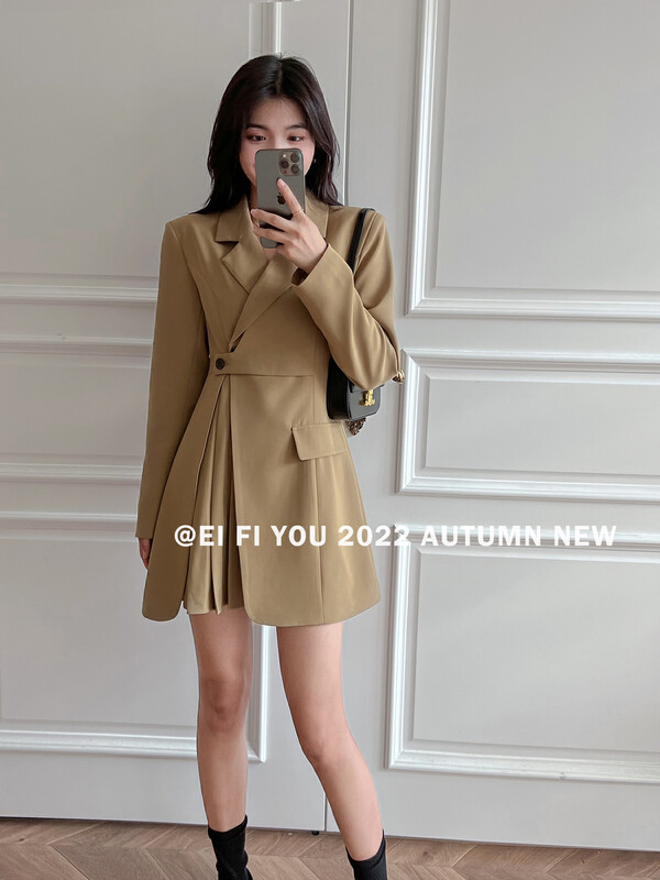 New in early autumn! [EI FI YOU] ins style slim pleated dress 5129# LSL