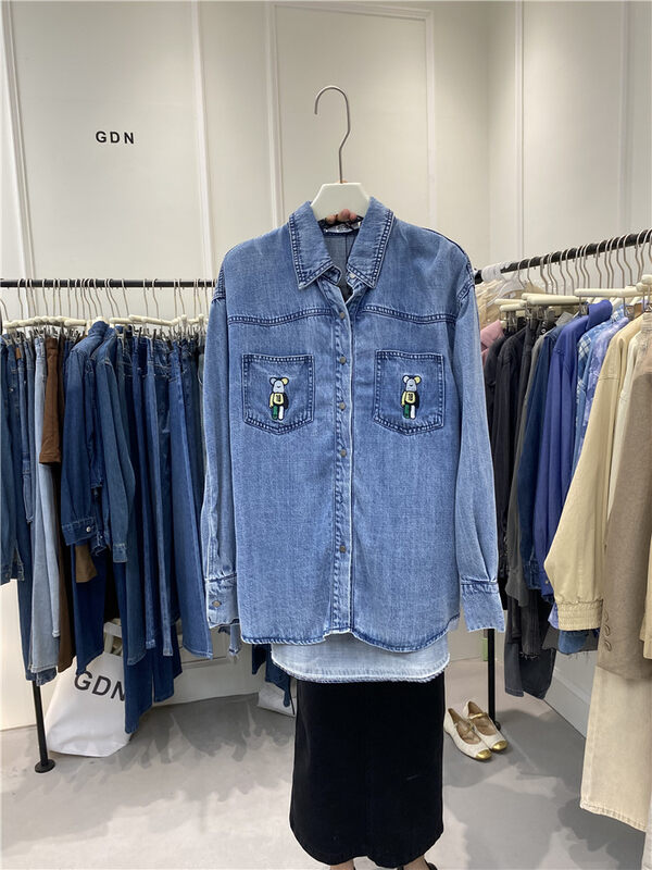 New in autumn! [GDN] Loose casual bear embroidery shirt B388# OZQ