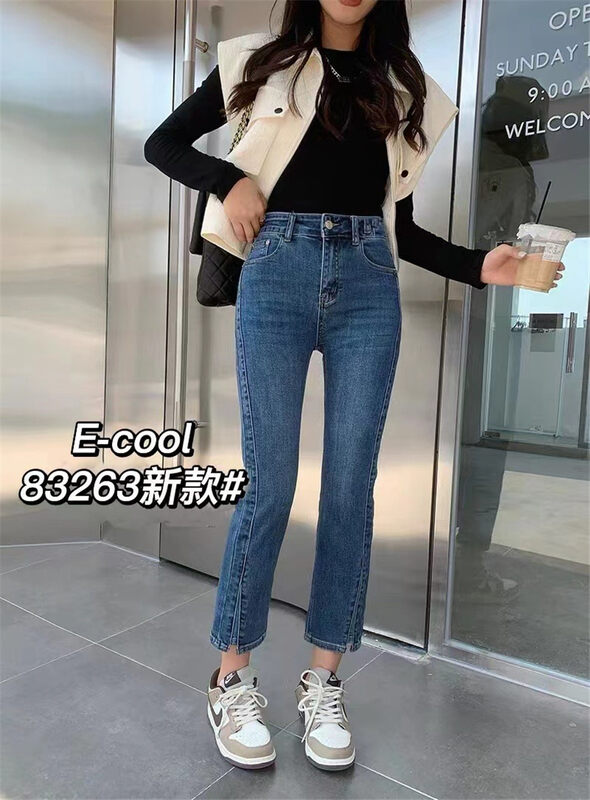 Autumn is new! [Pants and jeans] Korean version of slim cigarette pipe jeans 83263# HJY