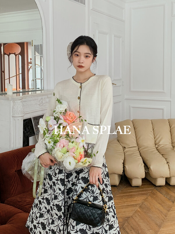 New in early autumn! [HANNA Hanna] Simple version with contrasting color stitching round neck shirt H10351# JHY