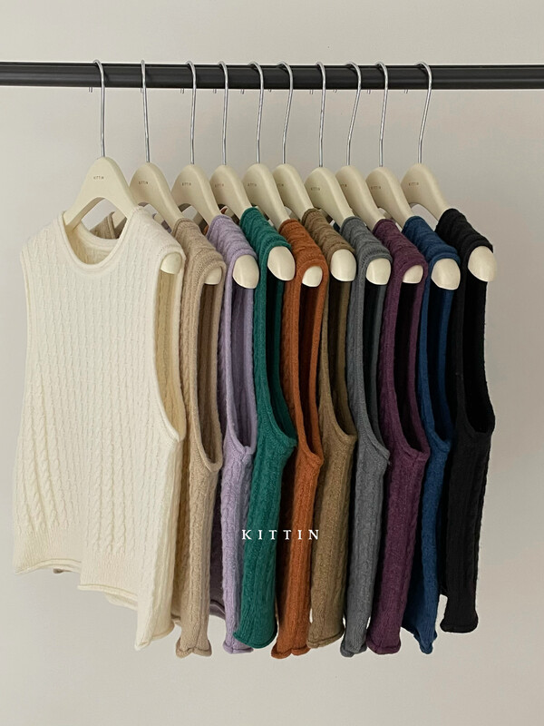 【KITTIN】Korean Simple Twist Vest 1351