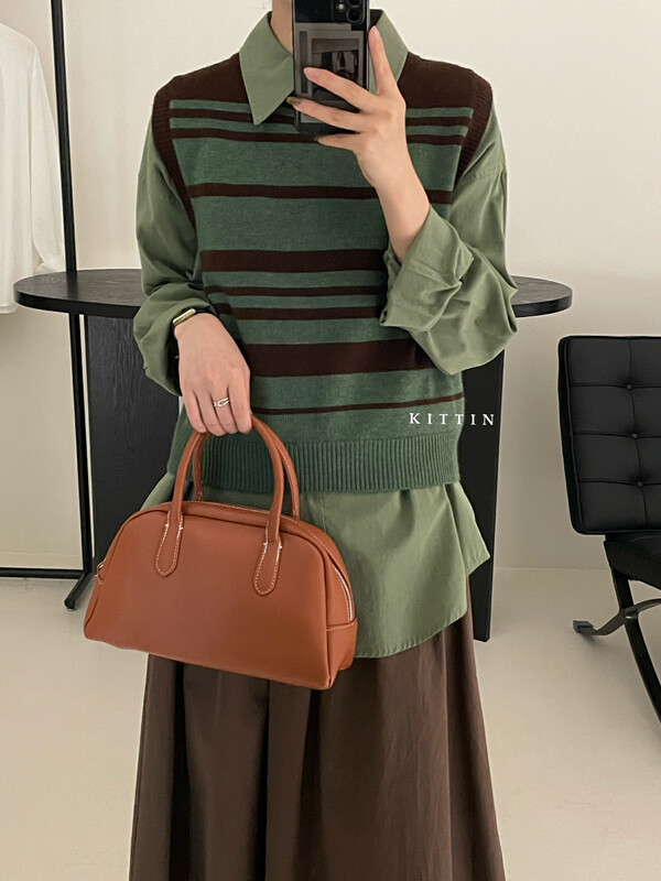 【KITTIN】Korean Simple Layered Colorblock Vest Vest 1352