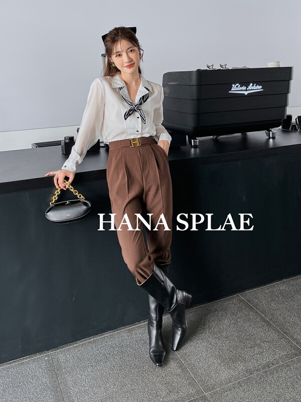 New in autumn! [HANNA Hanna] Elegant commuter straight small feet high waist trousers H3353# JHY