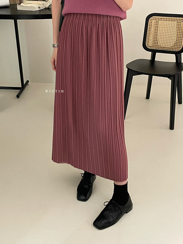 【KITTIN】Korean style pleated elastic waist skirt 697