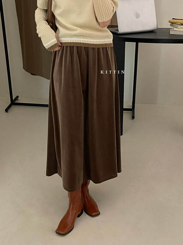 【KITTIN】Korean version of super soft encrypted velvet skirt 6223FW