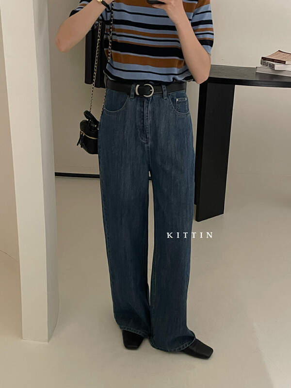 【KITTIN】Korean Style Versatile Bamboo Wide Leg Jeans 906FW