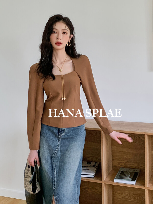 New in autumn! [HANNA Hanna] French retro elegant and generous collar shirt H10310# JHY