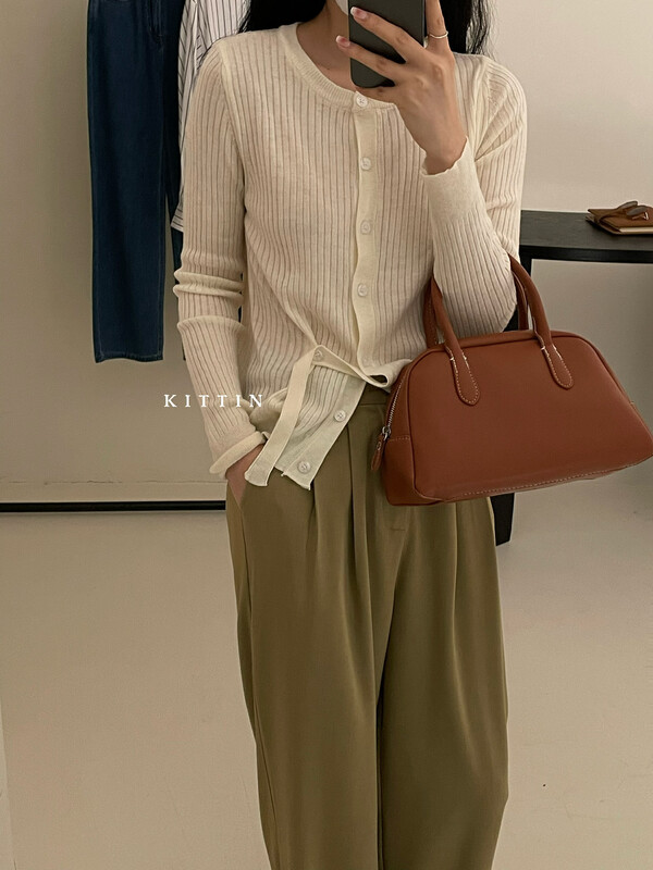 【KITTIN】Korean style round neck side button knitted sweater 158