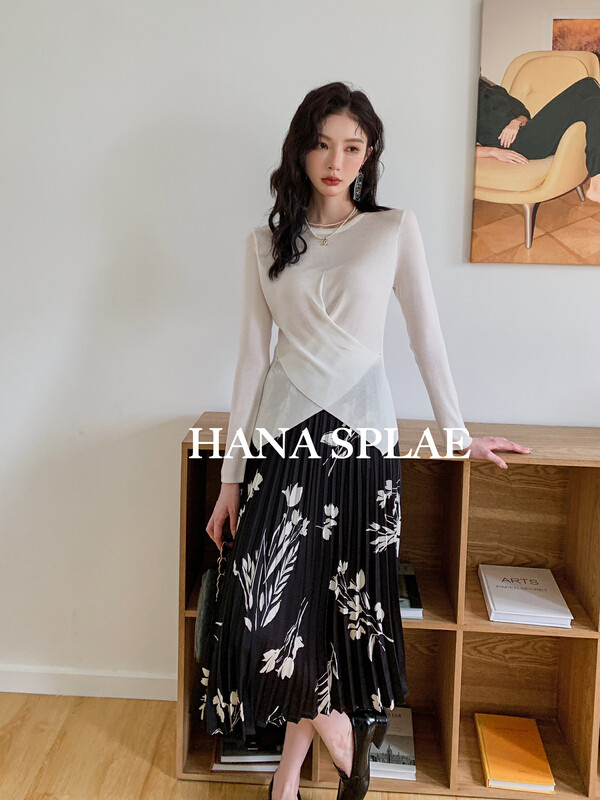 New in early autumn! [HANNA Hanna] Design niche cross-knit sweater H10323# JHY