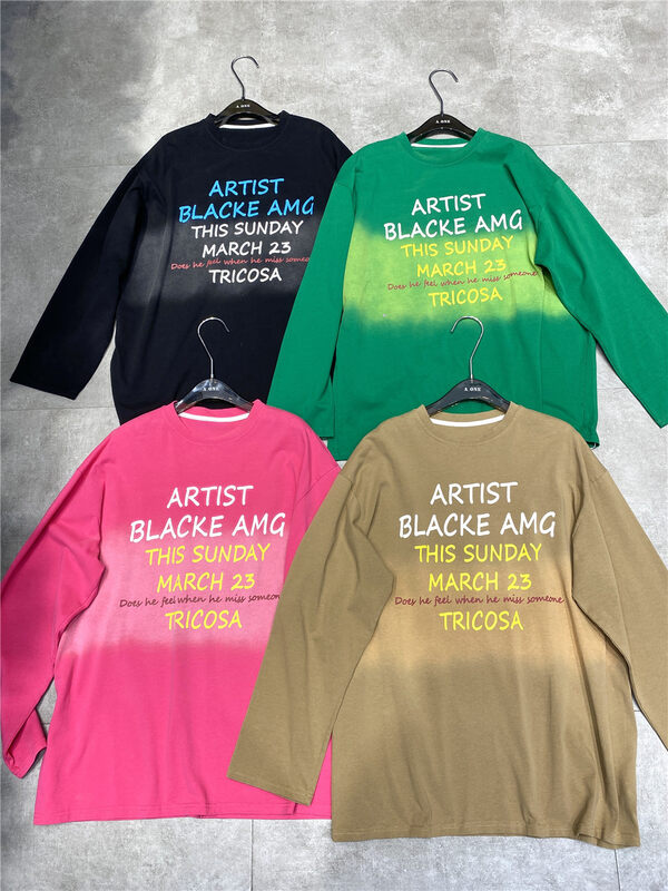 New in early autumn! [DIDI] Gradient letters loose long-sleeved T-shirt 6003# OZQ