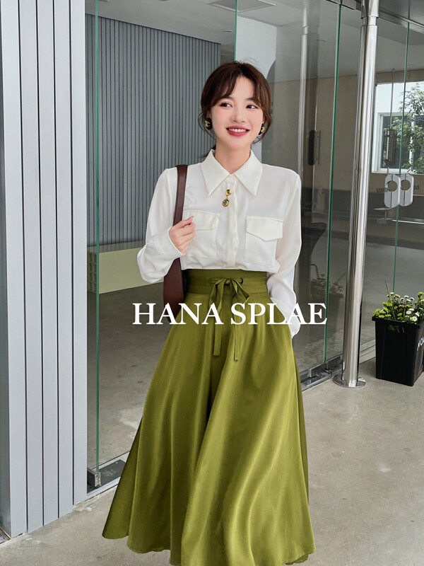 New in autumn! [HANNA Hanna] Light familiarity long-sleeved all-match shirt H10373# JHY