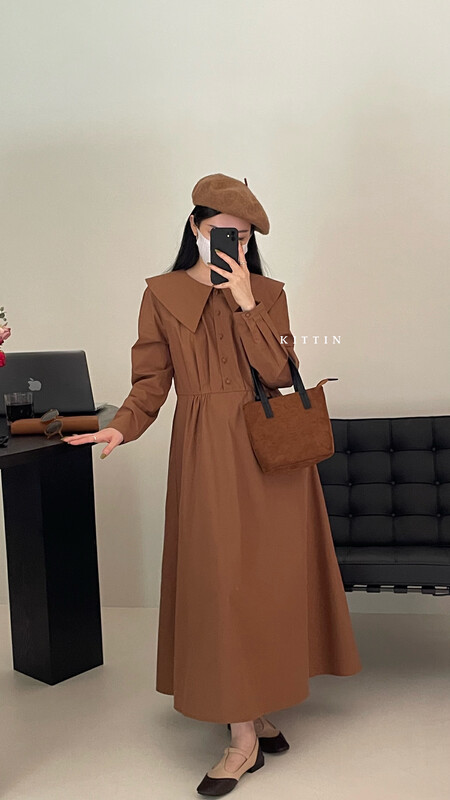 【KITTIN】Korean Simple Large Lapel Dress 5138