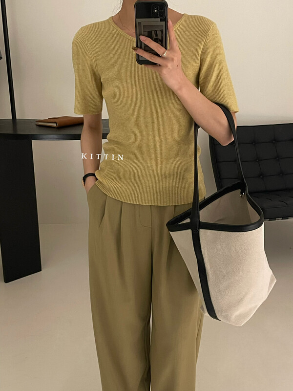 【KITTIN】Korean Basic Short Sleeve Knit Sweater 1308