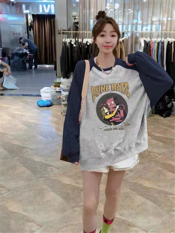 New in autumn!  【Jinhan】Casual Loose Colorblock Front and Back Printed Sweatshirt YS2-8170# GYJ