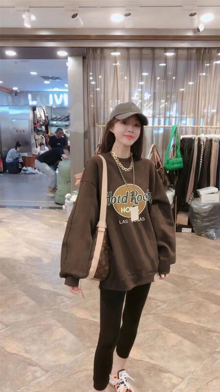 New in autumn!  [Jinhan] Casual Loose Letter Embroidered Round Neck Pullover Sweater YS1-8177# GYJ