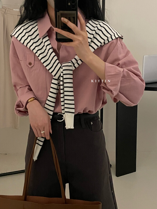 【KITTIN】Korean Linen Cotton Pocket Shirt 8629FW# FHX