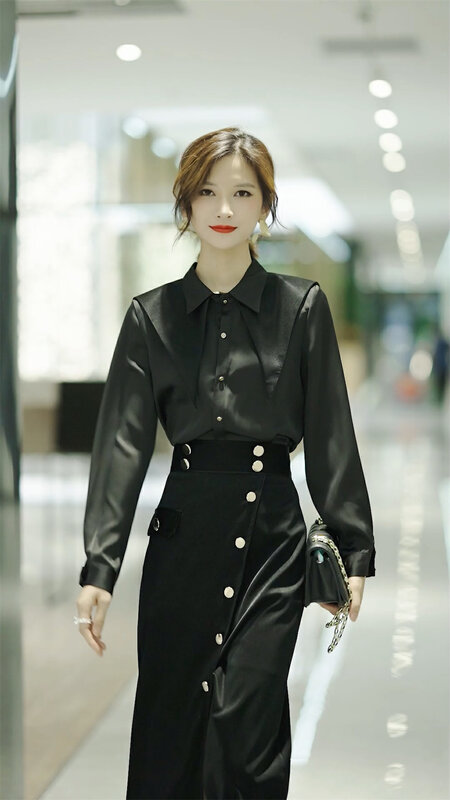 Autumn models are new! [Aite. Samari] Commuter simple fashion shirt (with shawl) (shawl is removable) 5617# JJ
