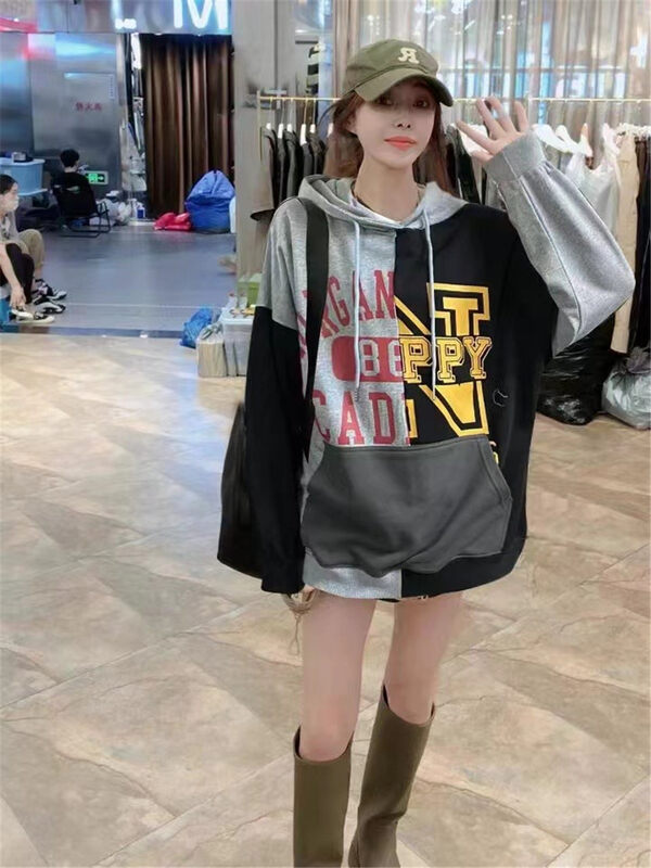 New in autumn! [Jinhan] Letter printed hooded loose sweater YS2-8220# GYJ