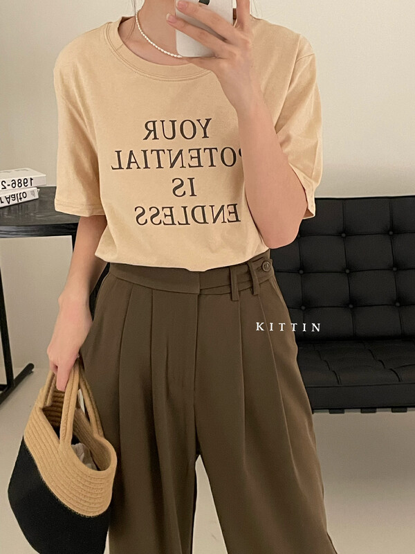 【KITTIN】Korean version ins style letter print short-sleeved T-shirt 3108FW# FHX
