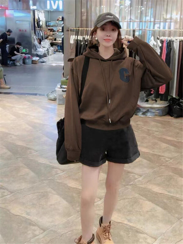 New in autumn! [Jinhan] Letter Hooded Loose Sweater YS1-8239# GYJ