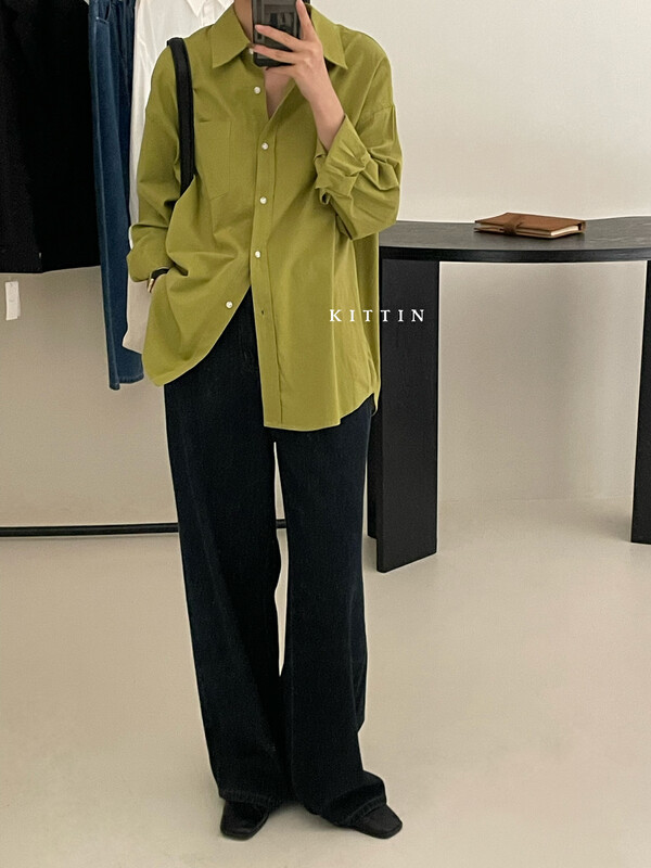 【KITTIN】Korean Style Cotton Compression Line Pocket Shirt 869FW