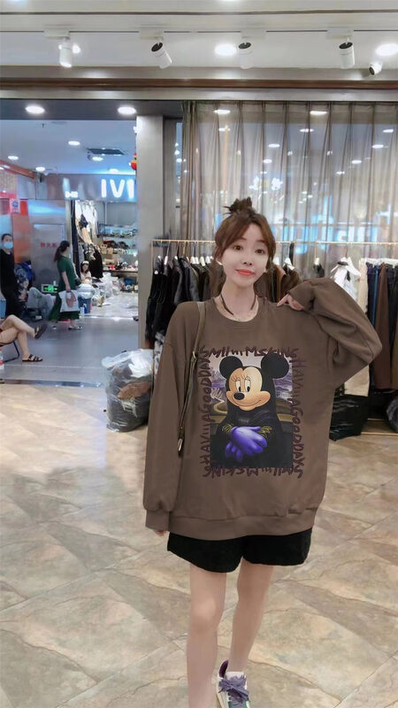 New in autumn!  [Jinhan] Neutral casual loose round neck pullover cartoon Mickey print sweater YS1-8223# GYJ