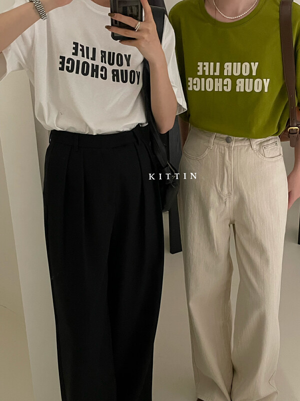 【KITTIN】Korean version of simple letter printing short-sleeved T-shirt 3103FW# FHX