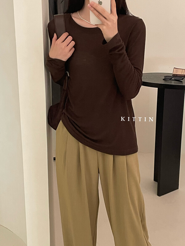 【KITTIN】Korean Simple Bottoming Long Sleeve T-Shirt 308FW# FHX