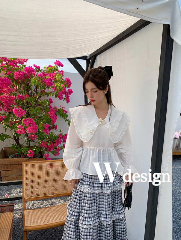 Autumn is new! [W DESIGN] Korean version of the heavy industry big lapel Tencel doll shirt 4983# WPL