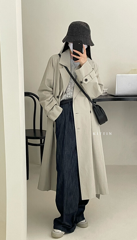 【KITTIN】Korean Style Fashionable Casual Long Windbreaker 238