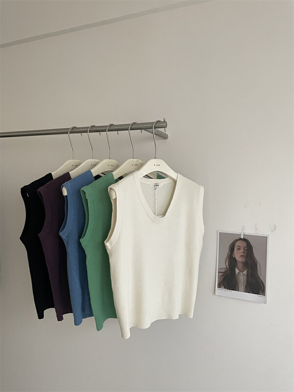 Running quality models!  New in early autumn!【IN MODE】Korean simple and versatile V-neck vest/sling 802# CLS