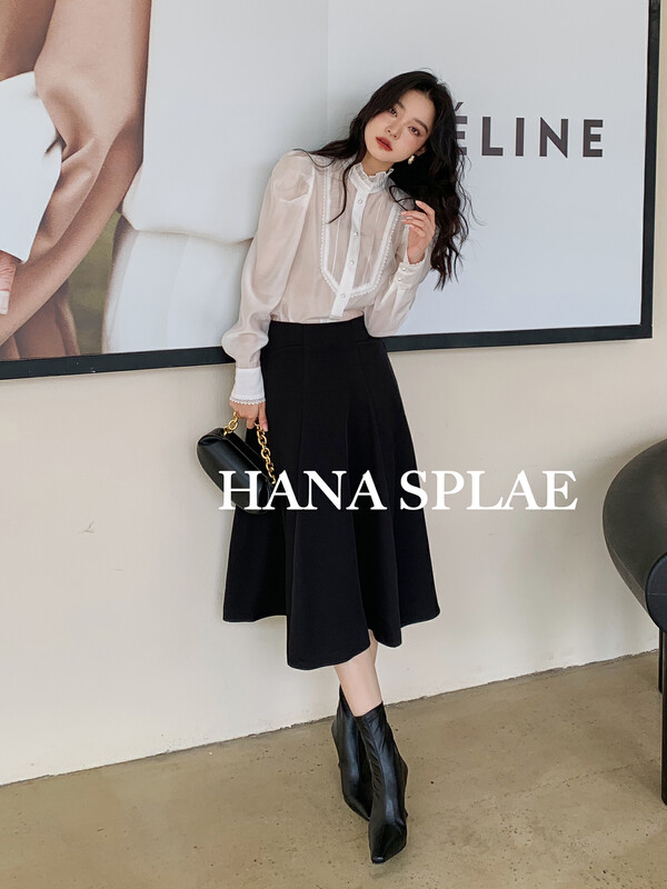 New in early autumn! [HANNA Hanna] High waist and thin A-line skirt H3315# JHY