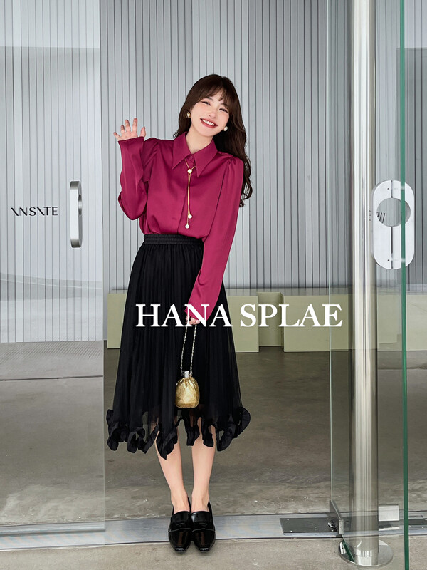 New in autumn! [HANNA Hanna] Temperament simple puff sleeve commuter shirt H10336# JHY
