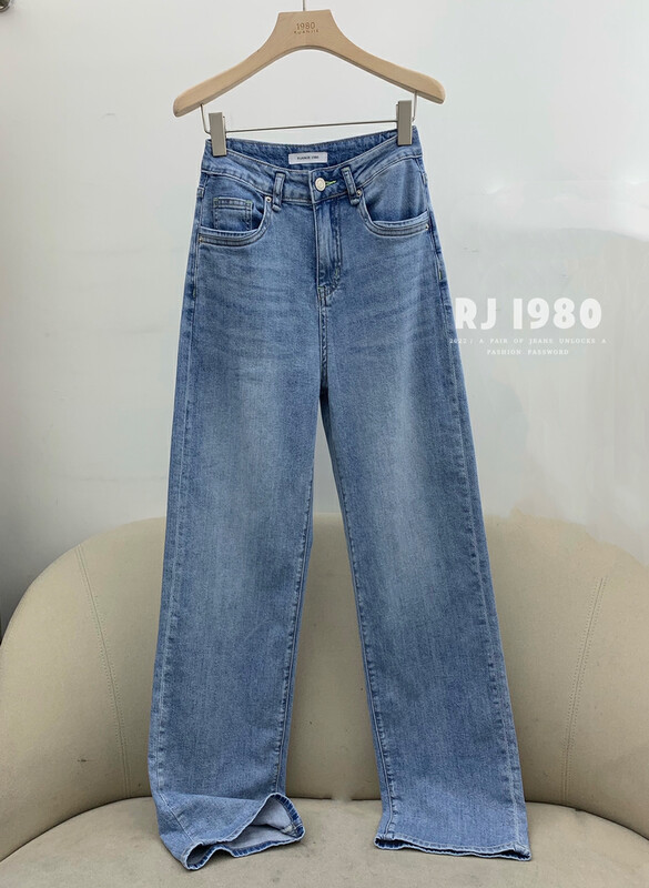Original price 122.82! [1980] Breathable drape label mopping straight jeans 63339# JHY