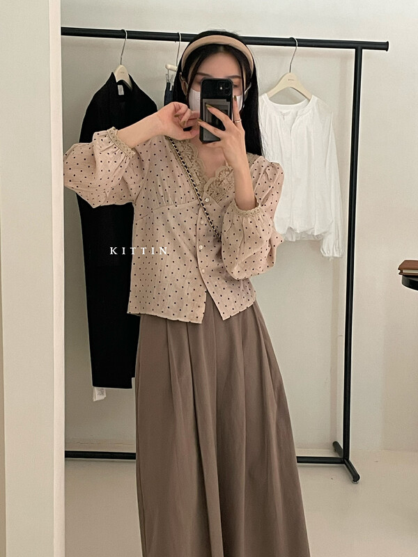 【KITTIN】Korean polka dot print shirt 8621FW# FHX