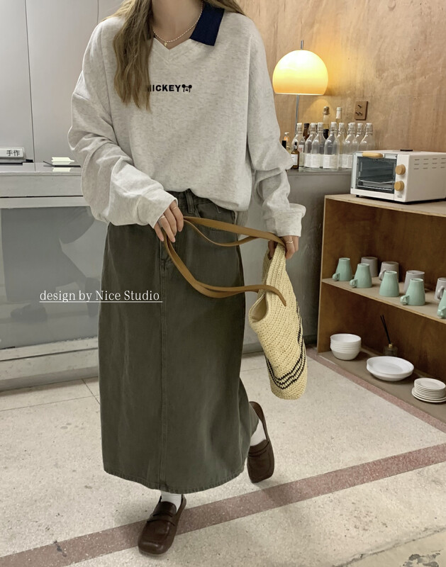 New in autumn! [NICE STUDIO] Korean letter embroidery lapel loose sweater 9112# ZXL