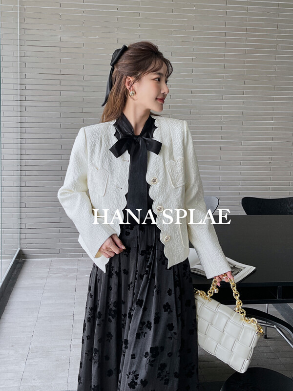 [HANNA Hanna] [Hanna] elegant temperament embroidered lace collar small fragrance style short coat short coat H5533# JHY