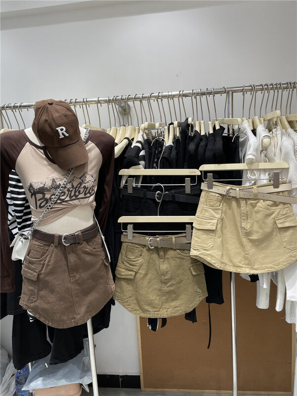 Autumn is new!【JULIA】Hot girl overalls shorts pocket skirt (with belt) 1965# PCZ