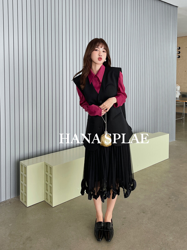 New in autumn! [HANNA Hanna] elastic waist fungus skirt H5508# JHY