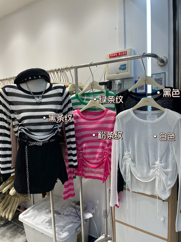 New in early autumn! [JULIA] round neck striped fashion long-sleeved T-shirt (without necklace) YS1-2012# PCZ