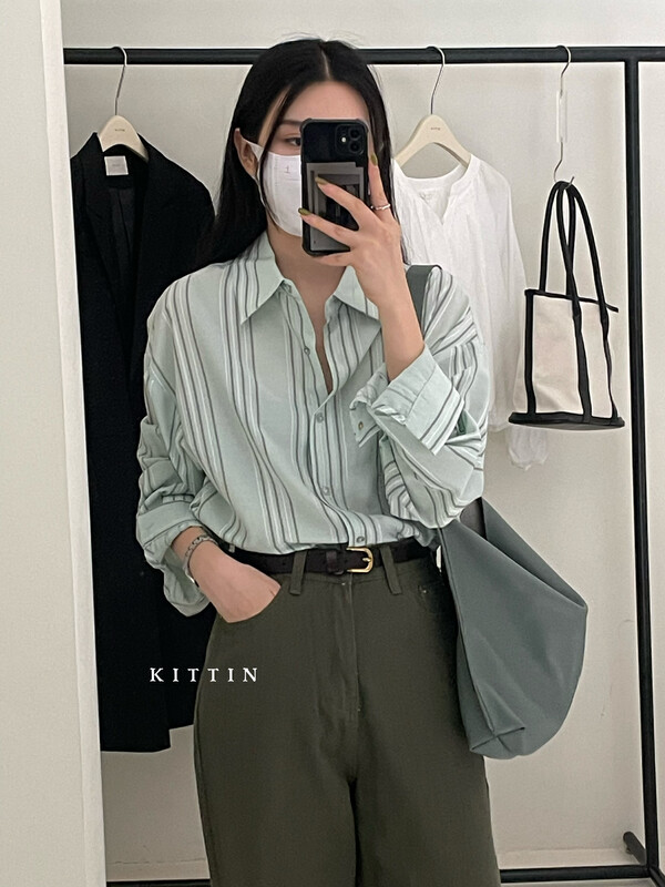 【KITTIN】Korean Striped Shirt 8382