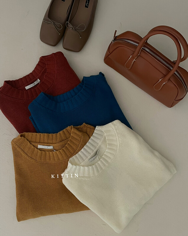 【KITTIN】Korean version of exquisite rabbit hair blend crew neck sweater 1310