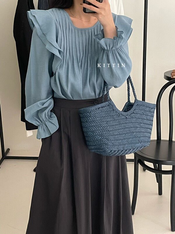 【KITTIN】Korean version of Tencel ruffled shirt 8617FW